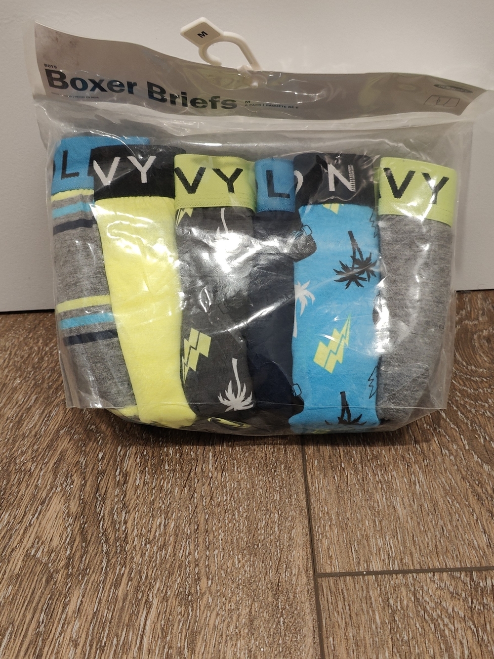 Old Navy Boys' Boxer Brief 6-Pack in Blue, Gray & Neon Yellow